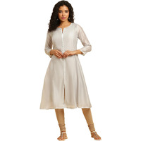 W For Woman Grey Panelled Chanderi Kurta With Zari Embroidery. (Size: 2Xl)-23Auw10283-220639