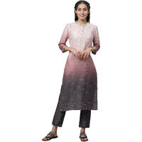 Pink Nylon Viscose Ombrey Kurta And Trouser Set_23Auas14570-507733