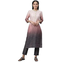 Aurelia Women's Pink Nylon Viscose Ombrey Kurta And Trouser Set_23Auas14570-507733_Xxl
