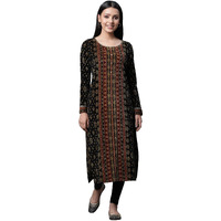 Aurelia Black Sequined Winter Kurta And Tights Set (Size: L)-23Noas14737-704481