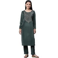 Aurelia Women's Polyester Kurta Set (23Noas14768-606724_Green