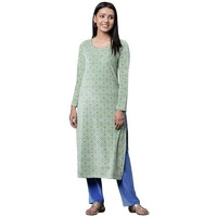 Aurelia Green Geometric Printed Kurta And Pants Winter Set (Size: M)-23Noas14708-704447