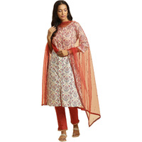 W For Woman Polyester Women Rust Red Solid Mesh Dupatta_23Auw81947-220504_Free Size