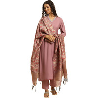 W For Woman Orchid Pink Embellished Kurta, Pants And Jacquard Dupatta Set (Size: S)-23Auws19527-220320