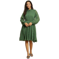 W For Woman Women's Polyester Fit And Flare Knee-Length Dress (23Auw10305-820714_Green
