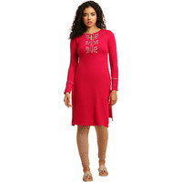 W For Woman Women's Acrylic Solid Regular Kurta (23Now10350-219965_Viva Magenta