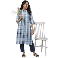 Aurelia Blue Seer Sucker Kurta And Trouser Set (Size: L)-23Auas14953-704329