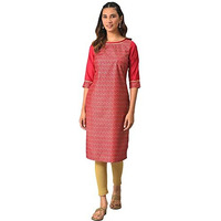 Aurelia Women's Polyester Geometric Regular Shirt (23Aua13681-506068_Deep Red