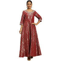 W For Woman Red Jacquard Embroidered Ethnic Dress (Size: S)-23Auw10912-313376