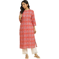W For Woman Red Geometric Printed Casual Kurta (Size: Xs)-24Few10760-123514