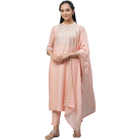 Aurelia Women's Cotton Kurta Set (24Feas14229-704560_Dusky Peach