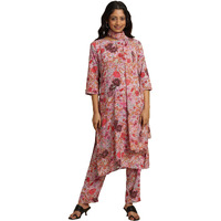 W For Woman Women's Rayon Kurta, Straight Pant & Dupatta (24Fews10853-123826_Pink