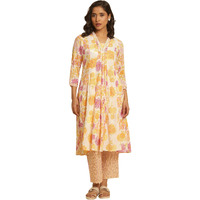 W Women White Floral Print Cotton Flared Kurta_24Few10571-123196_2Xl