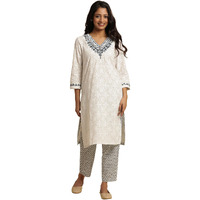 W For Woman W For Womanhite Geometric Printed Cotton Regular Kurta