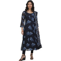 W For Woman Blue Floral Printed Flared Georgette Kurta, Tights And Dupatta Set_24Fews10606-123027_3Xl