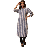 Aurelia Women Blue Striped Rayon Straight Kurta_24Fea14802_M