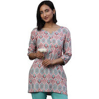 Aurelia Women's Cotton Floral Regular Kurti (24Fea30415_Pink