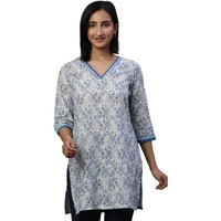 Aurelia Women's Cotton Floral Regular Kurti (24Fea30416_Blue