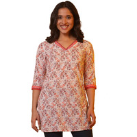 Aurelia Women Off White Floral Print Cotton Straight Kurti_24Fea30416_L