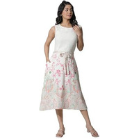 W For Woman White Textured Crepe Dress In Multi-Coloured Print (Size: Xs)-24Few10158-120986