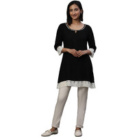 Aurelia Women's Solid Regular Kurti (24Fea30423_Black