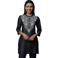 Aurelia Women's Cotton Floral Regular Kurti (24Fea30479_Blue