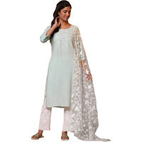 Aurelia Women Polyester Floral Print Dupatta, White, Free Size