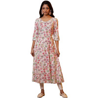 Aurelia Women's Viscose Floral Regular Kurta (24Fea15150_Off White