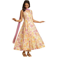 W Women White Floral Print Chanderi Kurta, Slim Pant & Dupatta_24Fews10575-123227_3Xl