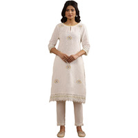 W Women White Solid Cotton A-Line Kurta_24Few11135-221713_Xs