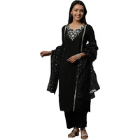 Aurelia Women's Rayon Kurta Set (24Feas15104_Black