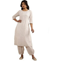 W Women White Floral Print Cotton Straight Kurta_24Few11357-400386_Xl