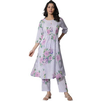 W For Woman W Women Purple Floral Print Cotton Co-Ord Kurta Set & Straight Pant_24Fews11250-123561_2Xl