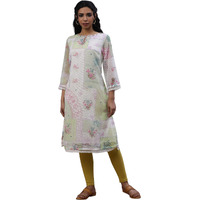 W For Woman W Women Multicolour Floral Print Kota A-Line Kurta_24Few11278-123469_S