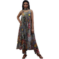 W For Woman Multi-Coloured Floral Printed Gathered Kurta, Pants And Dupatta Set (Size: 3Xl)-24Fews11255-123567