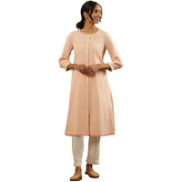 Folksong By W Women Pink Embroidered Cotton Straight Kurta_24Maf11701-920916_M