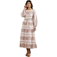 W For Woman White Floral Print Cotton A-Line Dress_24Few11364-810682_Xs