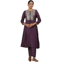 W For Woman Folksong Purple Festive Solid Viscose Flared Kurta_24Maf11763-920863_L