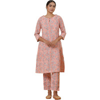 W For Woman Folksong Pink Floral Print Cotton Straight Kurta & Straight Pant_24Mafs11926-911431_L