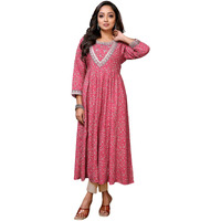 Rangita Red Rayon Calf Length Embroidered Anarkali Kurti | Kurta For Women_M
