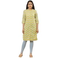 W For Woman W Women Beige Floral Print Cotton Straight Kurta Set With Tight_24Onws17163-117851_L