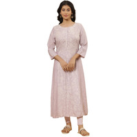 W For Woman W Women Purple Floral Print Viscose A-Line Kurta Set With Tight_24Onws18103-118645_M