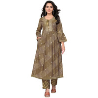 Rangita Olive Chanderi Embroidered A-Line Kurta With Pant | Kurta Set For Women_Xl