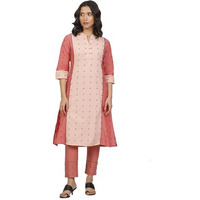 W Women Red Geometric Print Viscose Kurta Set With Slim Pant_24Onws17695-312188_L
