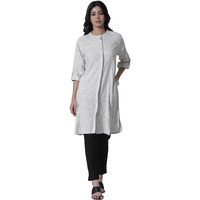 W For Woman Off-White Striped Yar-Dyed Shirt Kurta And Pants Set_24Onws11092-313906_Xl