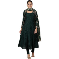 Aurelia Womens Geometric Printed Flared Kurta Set With Leggings And Dupatta For Women