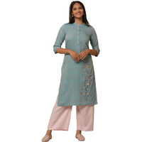 Aurelia Women's Embroidered Straight Kurta Set With Palazzo