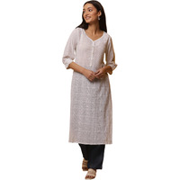 Aurelia Women's Solid Straight Pure Cotton Kurta Set With Pants