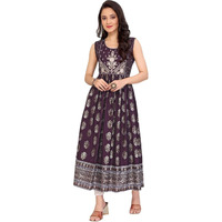 Rangita Wine Viscose Blend Anarkali Embroidered Calf Length Kurti | Kurta For Women_2Xl