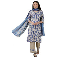 Aurelia Womens Floral Printed Straight Kurta Set With Palazzos And Dupatta For Women
